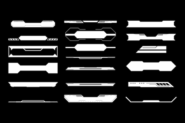 Futuristisk cyberpunk sci fi-gränssnittselement hud-teknologi ram grafisk vektordesignmall