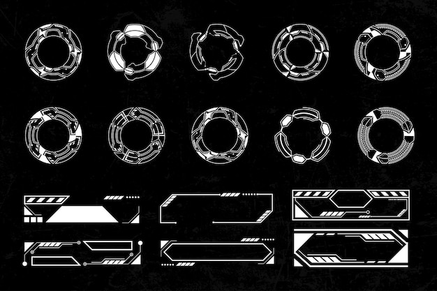 Futuristisk cyberpunk sci fi-gränssnittselement hud-teknologi ram grafisk vektordesignmall