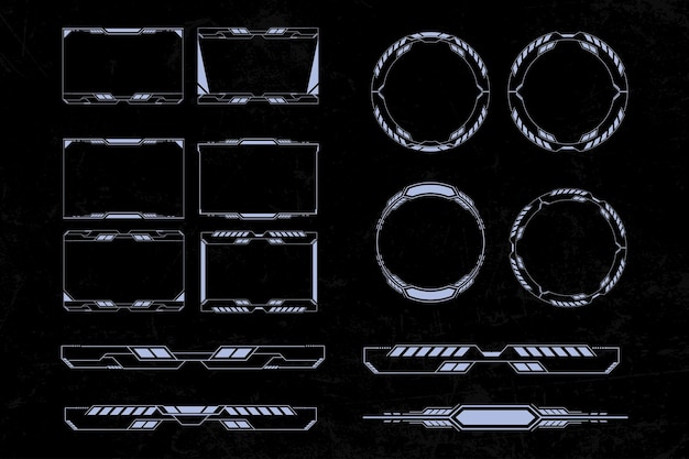 Futuristisk cyberpunk sci fi-gränssnittselement hud-teknologi ram grafisk vektordesignmall