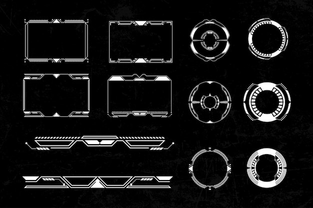 Futuristisk cyberpunk sci fi-gränssnittselement hud-teknologi ram grafisk vektordesignmall