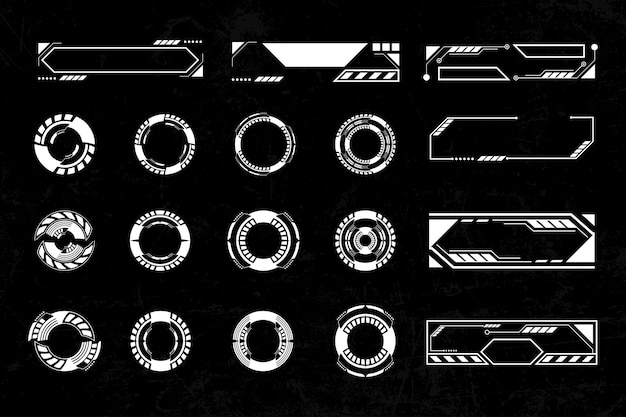 Futuristisk cyberpunk sci fi-gränssnittselement hud-teknologi ram grafisk vektordesignmall