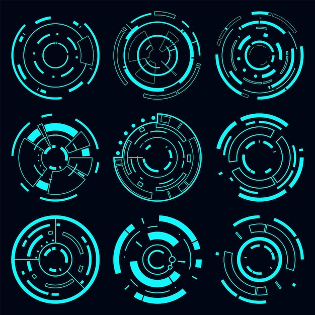 Futuristisk ram, HUD-teknik, cyberpunkdesignelement, Technology circletech element