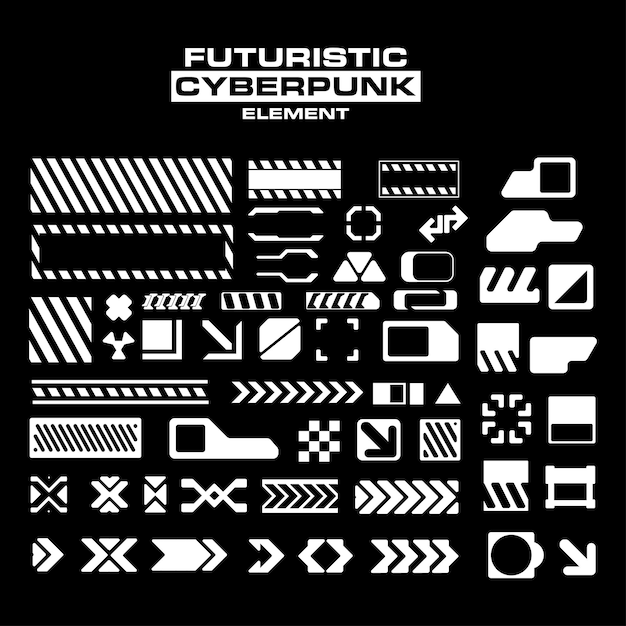 Futuristisk streetwear cyberpunk interface element teknologi grafisk vektor design skabelon