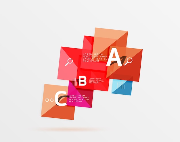 Fyrkantig geometrisk abstrakt bakgrund Vektor-mallbakgrund för arbetsflödeslayout, diagramnummeralternativ eller webbdesign