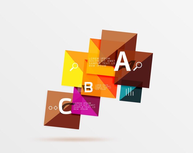 Fyrkantig geometrisk abstrakt bakgrund Vektor-mallbakgrund för arbetsflödeslayout, diagramnummeralternativ eller webbdesign
