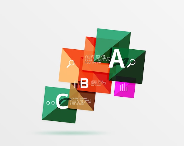 Fyrkantig geometrisk abstrakt bakgrund Vektor-mallbakgrund för arbetsflödeslayout, diagramnummeralternativ eller webbdesign