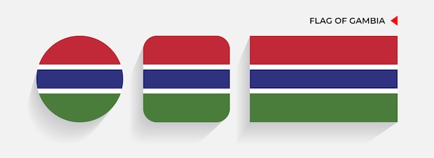 gambia flags arranged in round square and rectangular shapes
