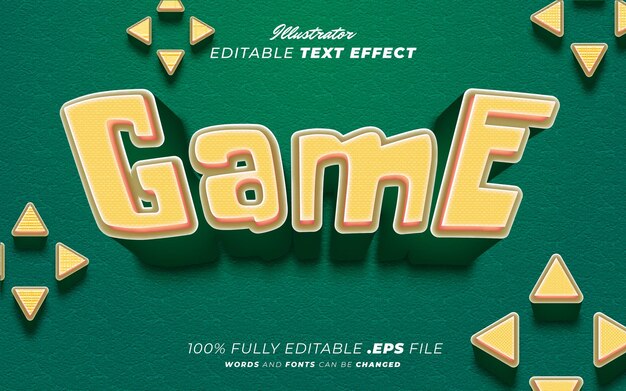Game 3d editable text effect cartoon style