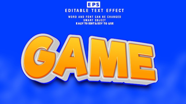 game 3d editable text effect vector with background