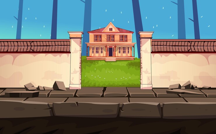 game background cartoon vector ,  forest doorl, video games, user interface