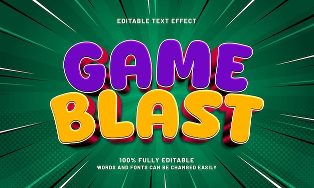 game blast editable text effects with a game and play theme