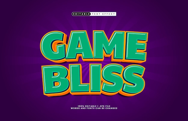 game bliss editable text effect with a happy and kids text style