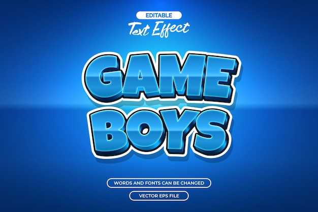 Game boys editable text effect with blue text