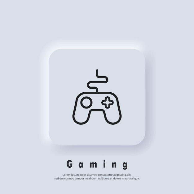 Game console logo. Game controller line icon. Joystick icons. Gamepad. Vector. UI icon. Neumorphic UI UX white user interface web button. Neumorphism