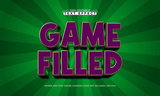 game filled editable text effect with a play and joyful text style
