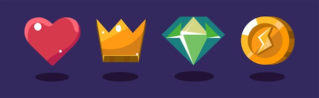 game icon and glossy ui design element vector set