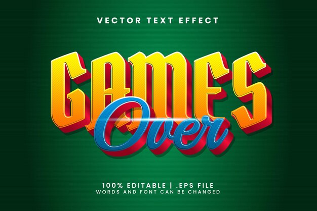 Game over 3d cartoon style text effect