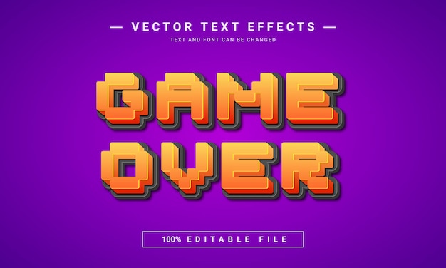 Game Over editable 3d text effect template