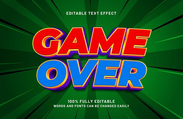game over editable text effect in game and play text style