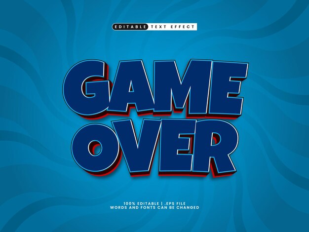 game over editable text effect in kids and game text style