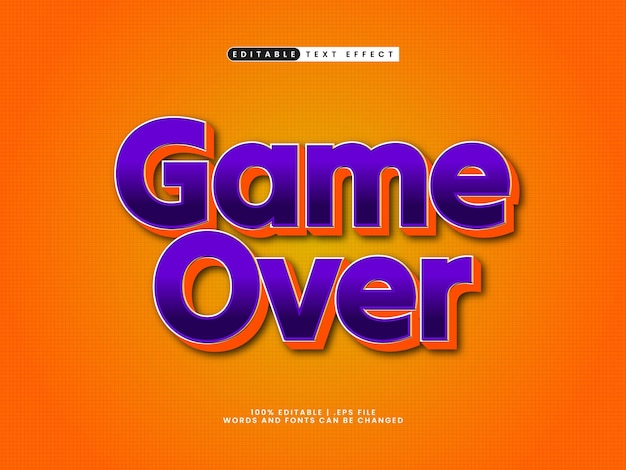 game over editable text effect in kids and game text style