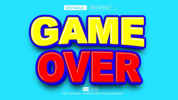 game over editable text effect vector 3d style with background