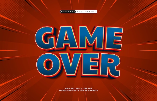 game over editable text effect with a play and game text style