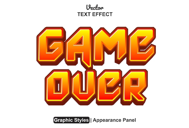 game over text effect with graphic style and editable