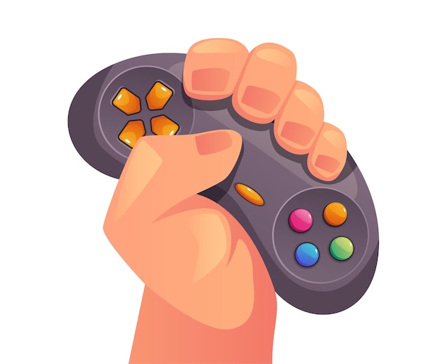 Game pad gamepad controller joystick in hand concept graphic design element illustration
