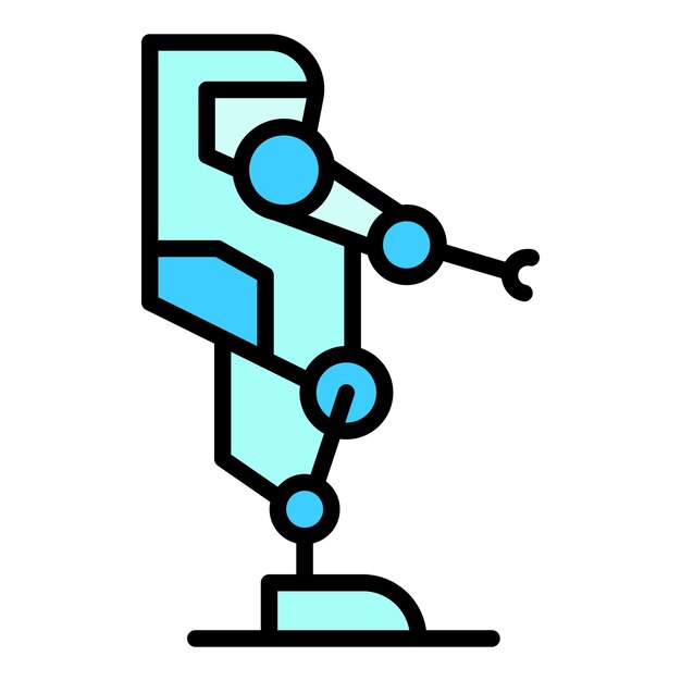 Game robot icon outline vector Exoskeleton suit Artificial man color flat