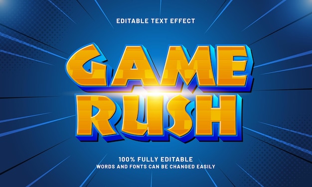 game rush editable text effects with a game and play theme