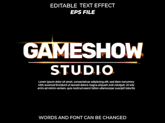 game show text effect font editable typography 3d text vector template