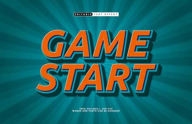 game start editable text effect with a game and kids text style
