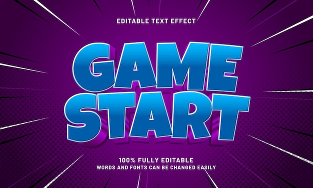game start editable text effects with a happy and play theme