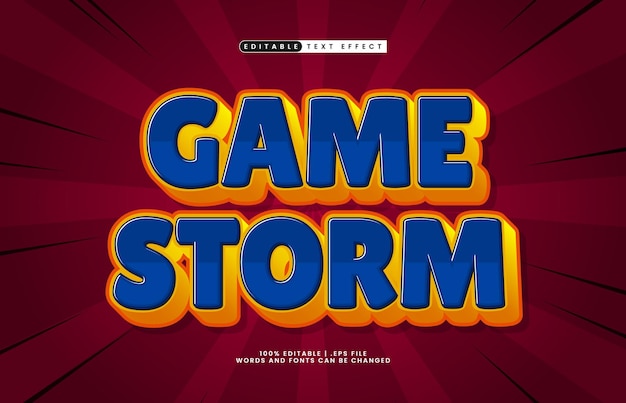 game storm editable text effect with a kids and joy text style