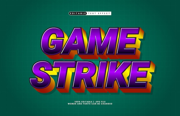 game strike editable text effect with a kids and game text style