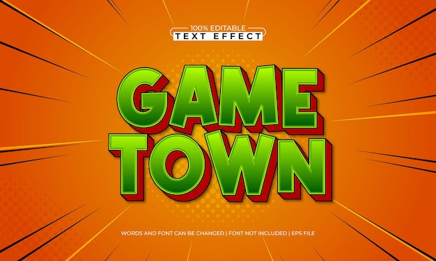 game town editable text effect with a game and kids text style