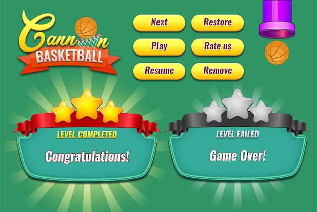 Game UI design og casual game UI kit og game art UI design og UI UX game elementer premium vector
