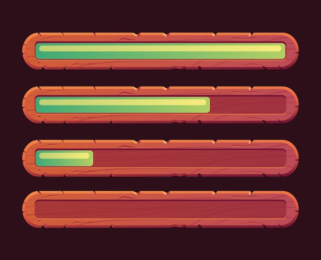 Game UI interface menu træ load skyder isoleret sæt. Vektor flad grafisk designelement