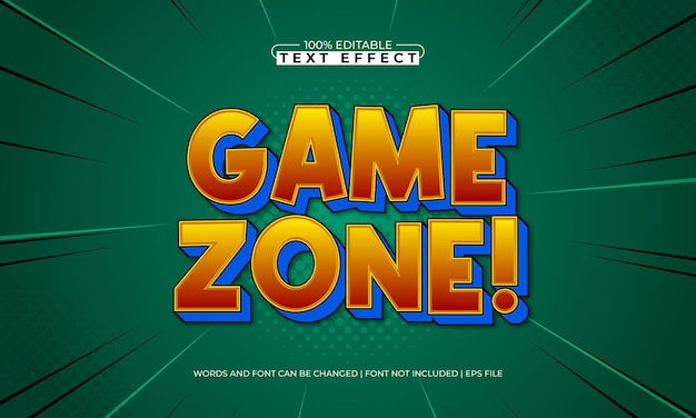 game zone editable text effect with a game and kids text style