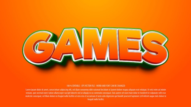 Games 3d style editable text effect