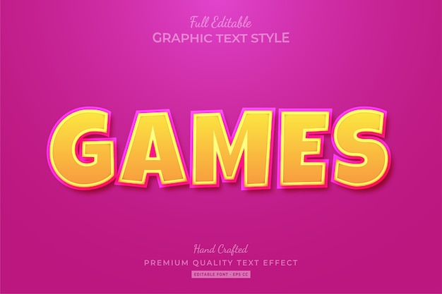 Games Cartoon Editable Text Effect Font Style