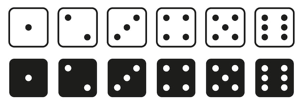 Gaming dice vector collection Black and white playing cubes