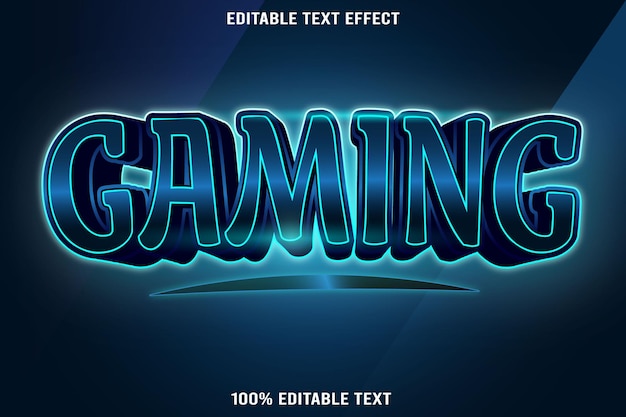 Gaming editable text effect 3d emboss neon style