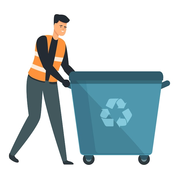 Garbage basket icon cartoon vector Street worker Waster janitor