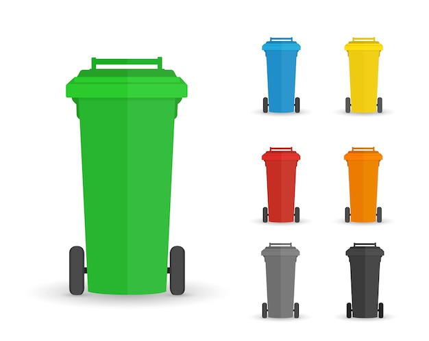 Garbage containers for sorting waste.