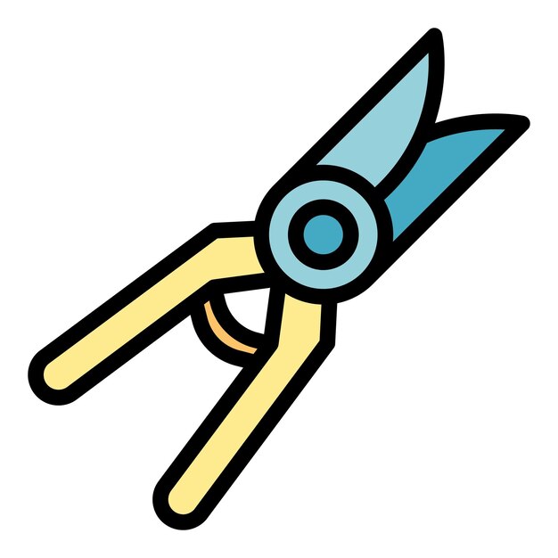 Garden shears icon Outline garden shears vector icon color flat isolated