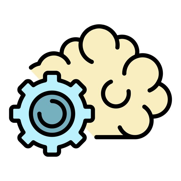Gear ai technology icon Outline gear ai technology vector icon color flat isolated