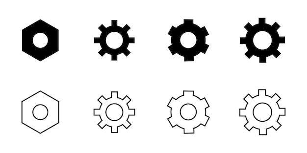 Gear and Hex Nut Icons