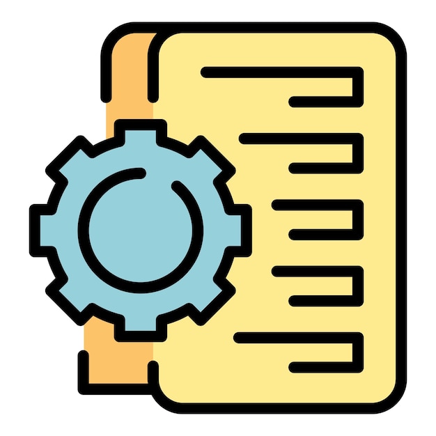 Gear business system icon outline vector Security plan Finance process color flat